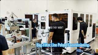 Linea di produzione di assemblaggio automatico per filtri airbag – Messa in servizio in loco presso il cliente polacco F